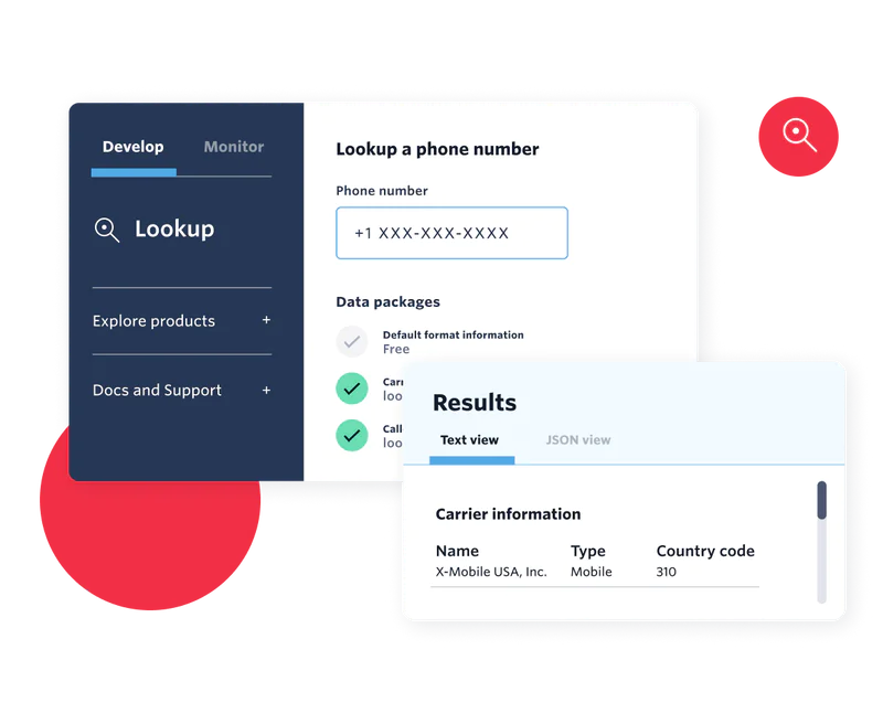 Illustration showing how a business can use Lookup to verify a customer’s phone number as a security measure.