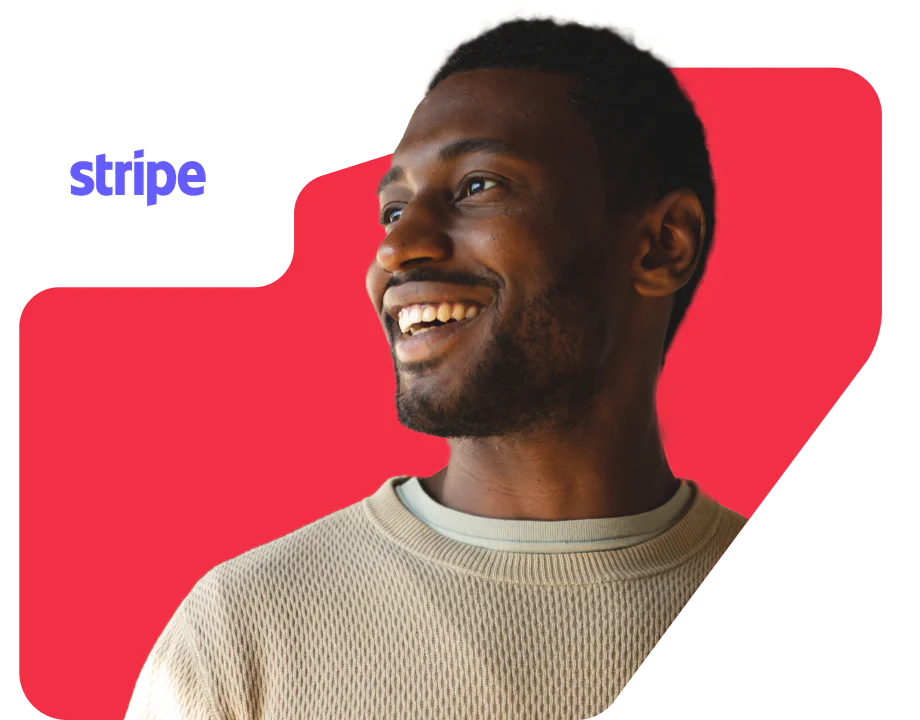Stripe login protection using Twilio Verify Two people using smartphones, focusing on the Stripe app, blurred store background.